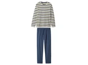 Piżamy męskie - esmara Men Piżama męska z bawełny (W paski/biały/granatowy, L (52/54)) - miniaturka - grafika 1