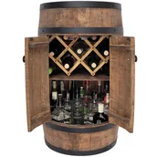 Pozostałe akcesoria barmańskie - Barek Beczka Drewniana Z Drzwiami, Półką I Rozkładanym Leżakiem Na Butelki Z Winem Wenge - miniaturka - grafika 1