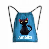 Plecaki worki - Worek Szkolny Na Buty Plecak WF Czarny Kotek Kot - miniaturka - grafika 1
