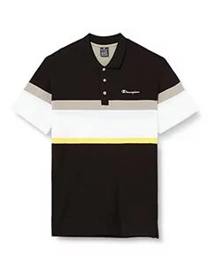 Koszulki męskie - Champion Męska koszulka polo Legacy Light Cotton Pique Color Block Shirt, (czarny/biały), M - grafika 1