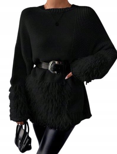 SWETER DAMSKI CZARNY Z DŁUGIM RĘKAWEM S 1ŁJJ