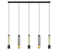 Lampy sufitowe - LED Żyrandol na lince BARS 5xGU10/4,8W/230V czarny/złoty - miniaturka - grafika 1