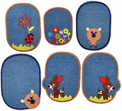 Pasmanteria - Zestaw 6 Sztuk Łatki Termo Dziecięce Jeans Kolory - miniaturka - grafika 1