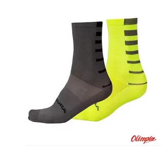 Skarpetki męskie - Skarpety Endura Coolmax Stripe Socks żółte/czarne (2 pary) - grafika 1