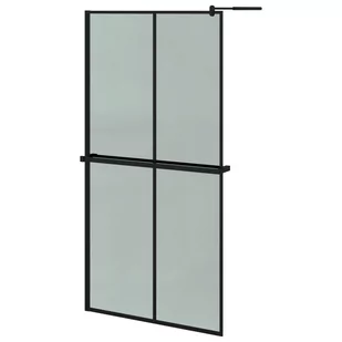 vidaXL VidaXL Ścianka prysznicowa z półką czarna, 100x195 cm ESG i aluminium - Ścianki i drzwi prysznicowe - miniaturka - grafika 3