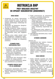 IAA34 INSTRUKCJA BHP PRZY OBSŁUDZE MASZYNY DO OPRAWY DOKUMENTÓW, FN - FOLIA SAMOPRZYLEPNA; (245X350MM) - Instrukcje stanowiskowe BHP - miniaturka - grafika 1