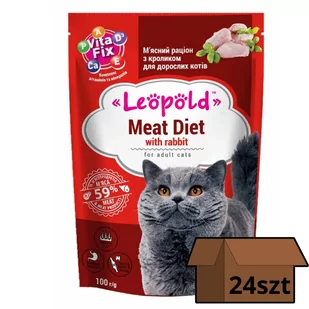 Leopold Dieta mięsna z królikiem dla kotów 24x100g - Mokra karma dla kotów - miniaturka - grafika 1