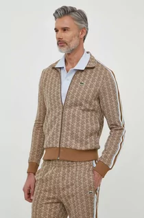 Bluzy męskie - Lacoste bluza męska kolor beżowy wzorzysta - grafika 1