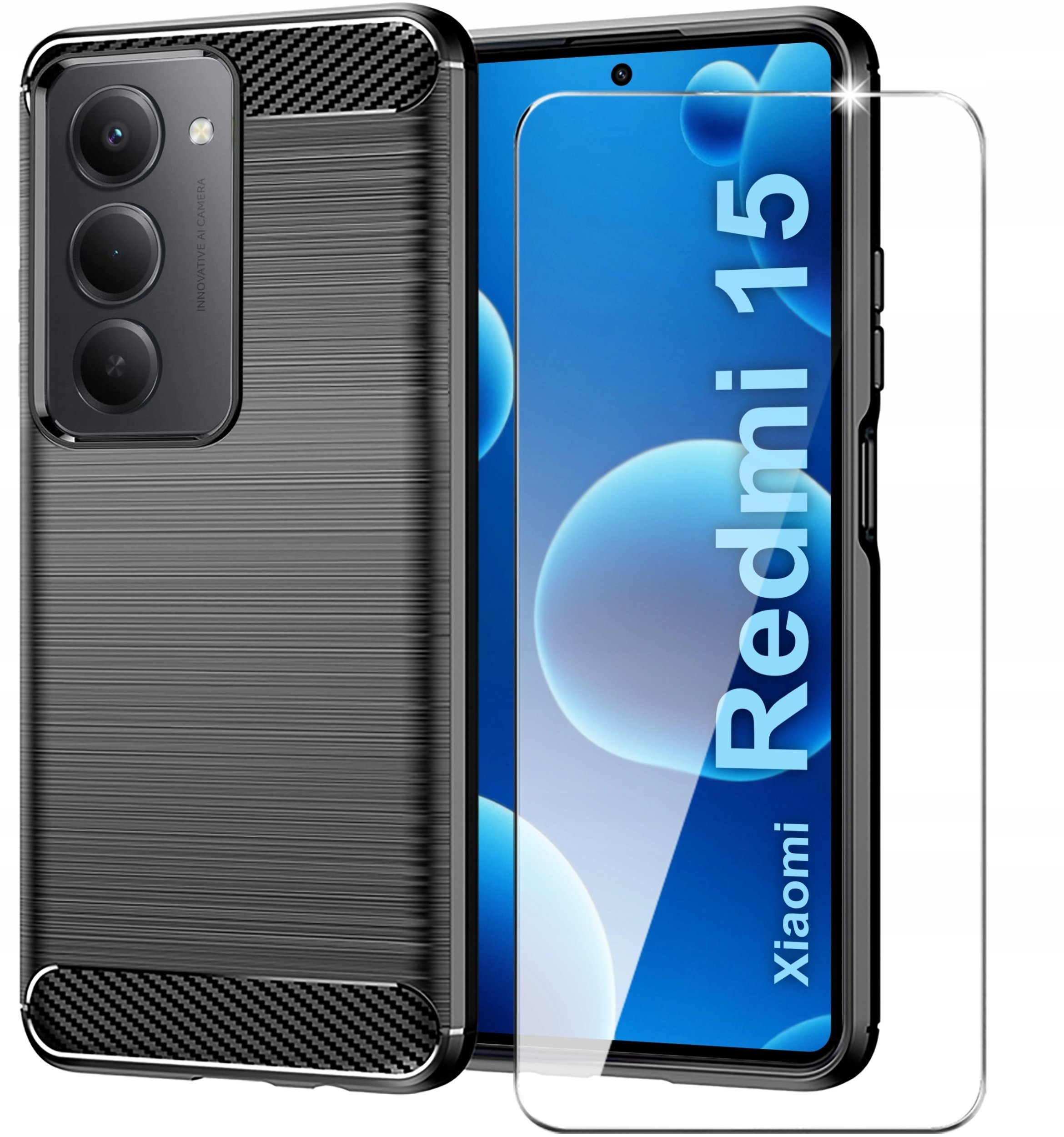 Etui do Xiaomi Redmi 15 4G 5G Pancerne Carbon CASE + Szkło 9H