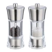 Pojemniki na przyprawy - Zestaw 2 młynków do soli i pieprzu, śred. 5,8x14 cm, stalowo-akrylowe kod: ZS-035773 - miniaturka - grafika 1