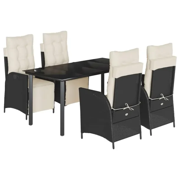 Zestaw mebli ogrodowych z rattanem PE, stół 160x80x74 cm, czarny