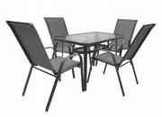 Meble ogrodowe - Zestaw mebli ogrodowych na taras stół i krzesła dla 4 osób Majarka szary - miniaturka - grafika 1