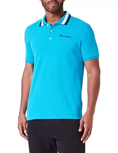 Champion Męska koszulka polo Legacy Special Light Cotton Pique Neon Spray, fluorescencyjny niebieski, S - Koszulki męskie - miniaturka - grafika 1