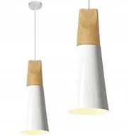 Lampy sufitowe - Lampa Wisząca Metal Drewno Loft Scandi B Biała - miniaturka - grafika 1