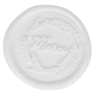 Przybory szkolne - 5 białych pieczęci woskowych naklejanych Dziękuję 30 mm - miniaturka - grafika 1