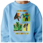 Bluzy dla dziewczynek - BLUZA DZIECIĘCA MINECRAFT 134-140 DLA DZIEWCZYNKI CHŁOPCA JAKOŚĆ - miniaturka - grafika 1
