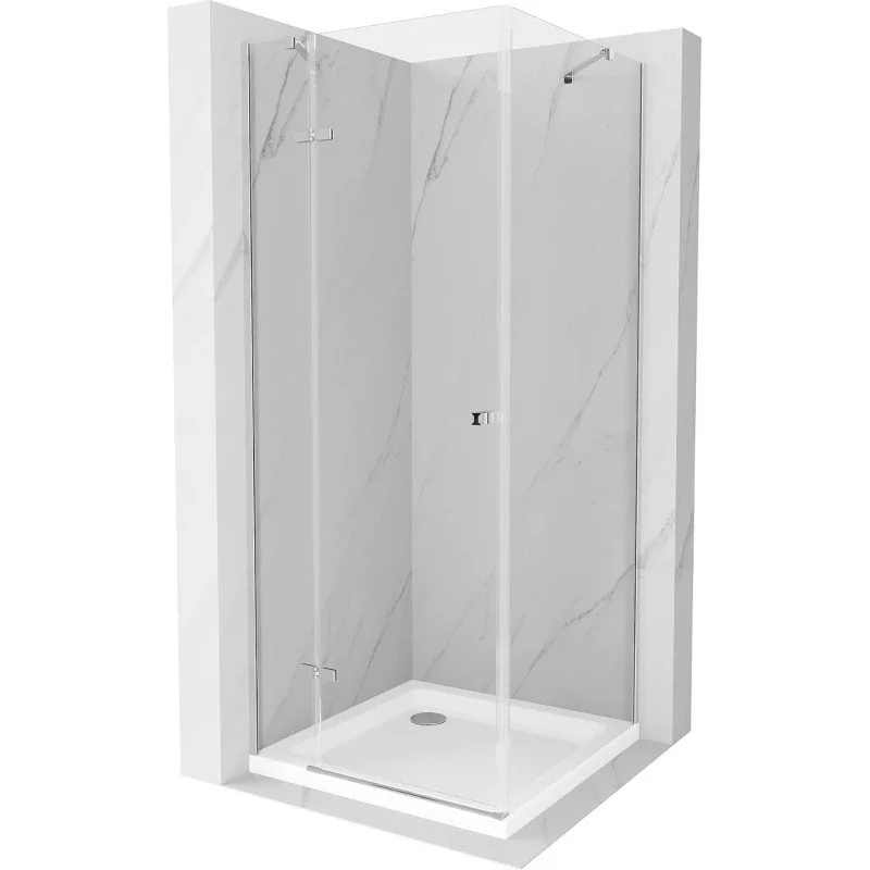 Mexen Roma kabina prysznicowa uchylna 70x70 cm, transparent, chrom + brodzik Flat