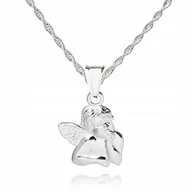 Biżuteria dla dzieci - 925 SREBRNY ŁAŃCUSZEK 55cm ANIOŁEK DEDYKACJA S1Z53 - miniaturka - grafika 1