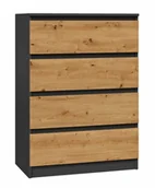 Komody - Komoda Loft Z Szufladami Antracyt + Dąb Artisan D6-G10 - miniaturka - grafika 1