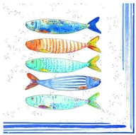 Folia, papier śniadaniowy, serwetki - SERWETKI PAPIEROWE Kolorowe Ryby - miniaturka - grafika 1