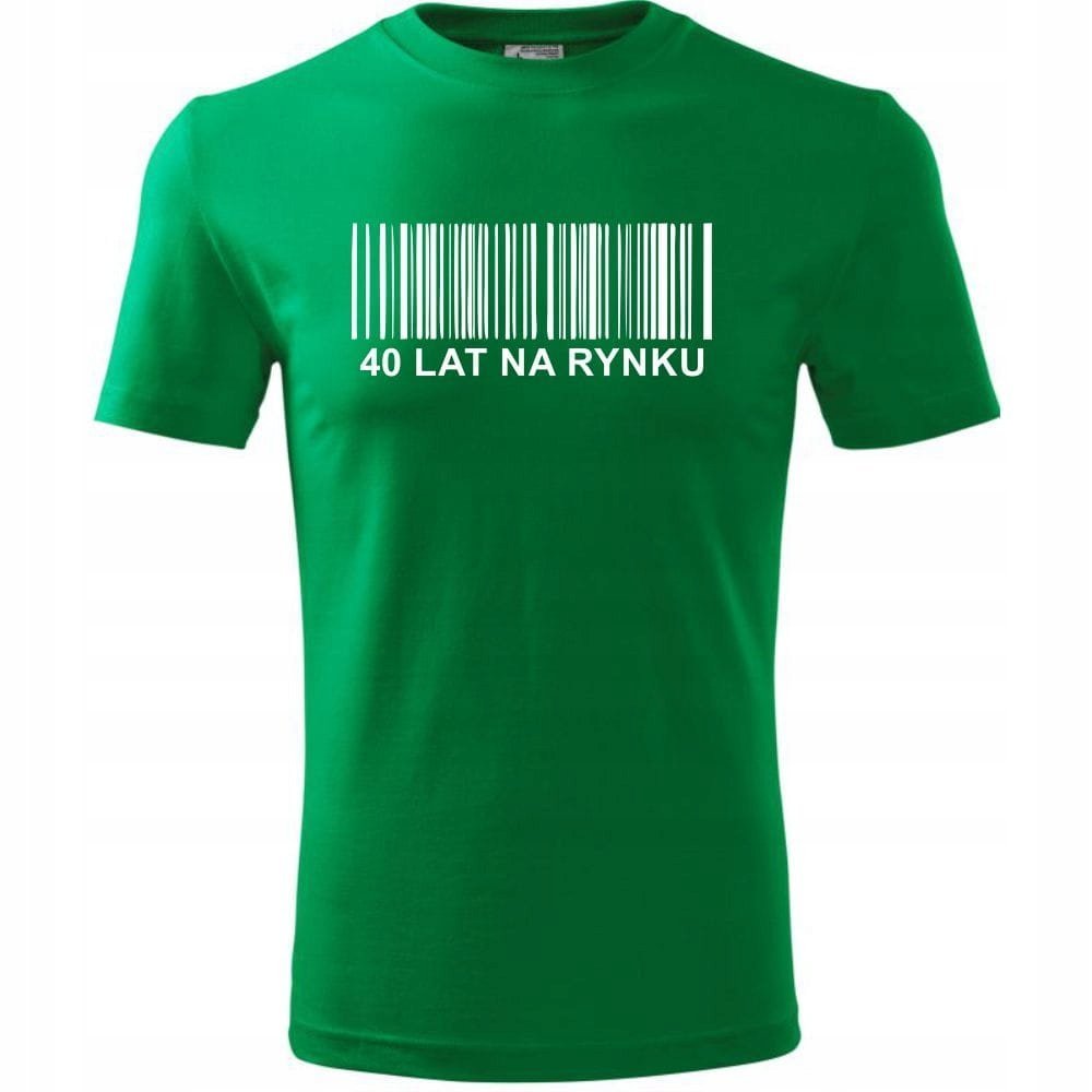 Męska Koszulka z Nadrukiem 40 lat na rynku na Prezent Urodzinowy Upominek zielony S