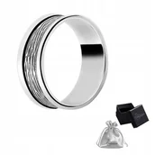 Pierścionki - Elegancka Obrączka z Oksydowanym Paskiem Srebro pr. 925 szer. 7 mm r. 19 - miniaturka - grafika 1