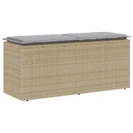 Ławki ogrodowe - vidaXL Ławka ogrodowa z poduszką beżowa 110x40x44 cm polirattan - miniaturka - grafika 1