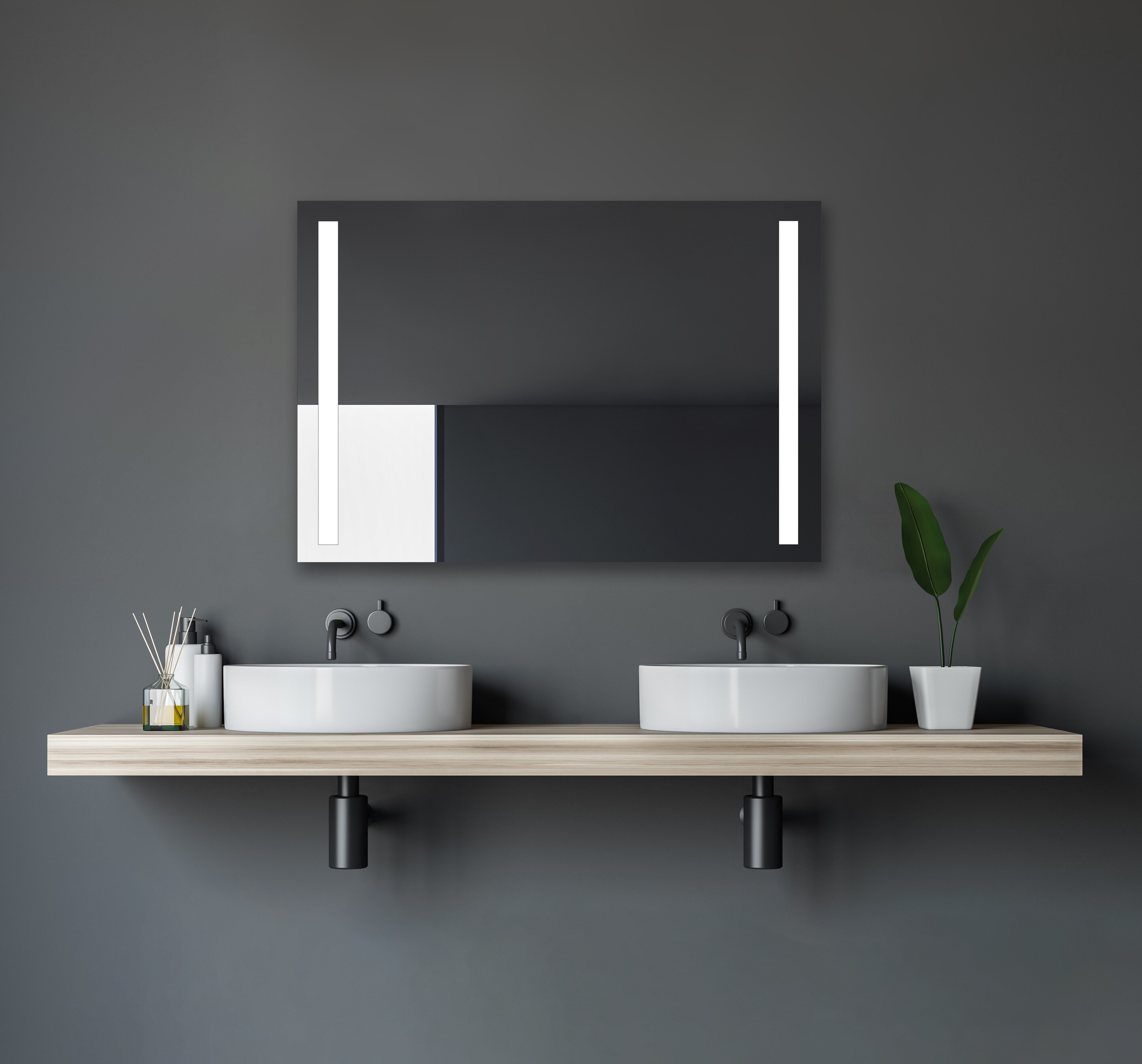 Lustro łazienkowe z oświetleniem TALOS Light - lustro łazienkowe LED 100x70 cm - nadaje się do wilgotnych pomieszczeń dzięki aluminiowej ramie - kolor światła lustra neutralny biały