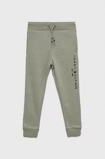 Spodnie i spodenki dla chłopców - Tommy Hilfiger spodnie bawełniane dziecięce kolor szary z aplikacją - grafika 1