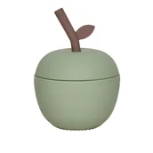 Kubki dla dzieci - KUBEK SILIKONOWY ZE SŁOMKĄ - JABŁKO ZIELONY - miniaturka - grafika 1