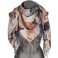 Apaszki i szaliki damskie - Chusta damska jesienno zimowa na prezent z frędzlami RCC19-7 beżowa - miniaturka - grafika 1