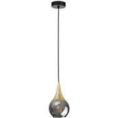 Lampy sufitowe - Keter Lighting Lacrima lampa wisząca 1x60W złoty/szkło przydymione 2129 - miniaturka - grafika 1