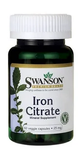 SWANSON Cytrynian Żelaza 25 mg 60 kap. - Witaminy i minerały - miniaturka - grafika 1