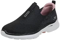 Sneakersy damskie - Skechers Damskie sneakersy Go Walk 6 Glimmering, Czarna tekstylna różowa lamówka, 39.5 EU - miniaturka - grafika 1