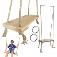 Leżaczki i huśtawki - HUŚTAWKA DREWNIANA dla dzieci do pokoju OGRODOWA bujawka siedzisko płaskie - miniaturka - grafika 1