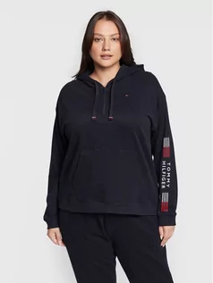 Bluzy damskie - Tommy Hilfiger Curve Bluza Half Zip UW0UW03588 Granatowy Regular Fit - grafika 1