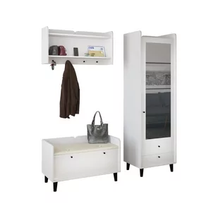 Zestaw Mebli do Przedpokoju 8 Dolce MebloCross Dąb Artisan / Biały Połysk, Eco Czarny - Meble do przedpokoju - miniaturka - grafika 1