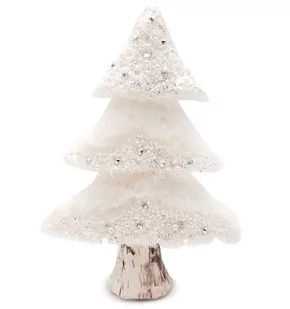 Choinka Sztuczna Z Futerkiem Brokatem Kryształowa Glamour Biała 24Cm - Ozdoby bożonarodzeniowe - miniaturka - grafika 1