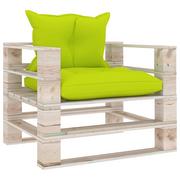 Ławki ogrodowe - vidaXL Sofa ogrodowa z palet, jasnozielone poduszki, drewno sosnowe - miniaturka - grafika 1