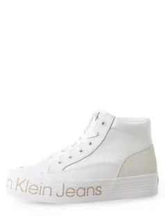 Trampki damskie - Calvin Klein Jeans - Tenisówki damskie z dodatkiem skóry, biały - grafika 1