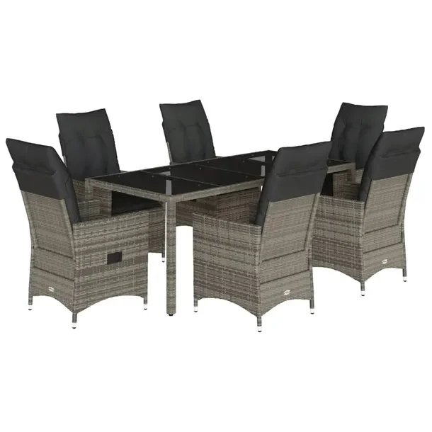 Zestaw Mebli Ogrodowych Rattan PE, Stół 190x90x75 cm, Krzesła 56x59x92 c