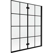 Parawany nawannowe - Mexen Mist parawan nawannowy 2-skrzydłowy prawy 140 x 150 cm, czarna kratka, czarny - 8A9-140-002-70-77-P - miniaturka - grafika 1