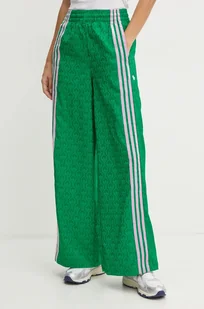 adidas Originals spodnie 70s Wide Leg Pants damskie kolor zielony szerokie high waist JN7662 - Spodnie damskie - miniaturka - grafika 1