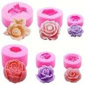 Rękodzieło - TEMU 6-częściowy zestaw form silikonowych kwiatowych - projekty piwonii i róży do samodzielnego wytwarzania świec, gliny, mydła, rękodzieła, formy o - miniaturka - grafika 1