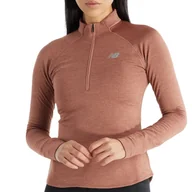 Bluzy sportowe damskie - Bluza New Balance WT43200SWA - brązowa - miniaturka - grafika 1