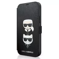 Etui i futerały do telefonów - Karl Lagerfeld KLFLBKP12LSAKICKCBK iPhone 12 Pro Max 6,7" czarny/black book Saffiano Karl & Choupette - miniaturka - grafika 1