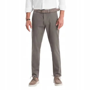 Spodnie męskie chino REGULAR FIT - szare V1 OM-PACP-0184 S - Spodnie męskie - miniaturka - grafika 1