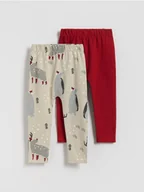 Legginsy - Reserved - Bawełniane legginsy 2 pack - beżowy - miniaturka - grafika 1