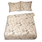 Pościel - Matex Pościel flanelowa 160x200 F-86 kremowa czarna liście renifery świąteczna - miniaturka - grafika 1