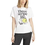 Koszulki i topy damskie - adidas Damska koszulka z grafiką Positivity, L, biała - miniaturka - grafika 1